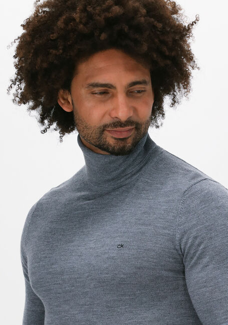 Graue CALVIN KLEIN Rollkragenpullover SUPERIOR WOOL TURTLE NK SWEATE - large
