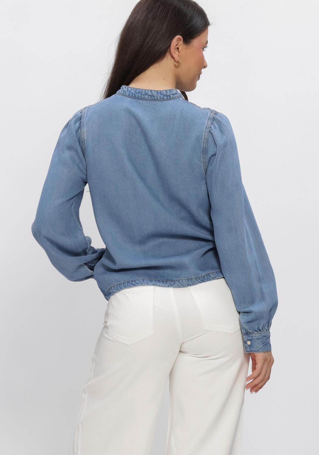 Blaue OBJECT Tops & T-shirts OBJFRAME V-NECK RE DENIM TOP - large
