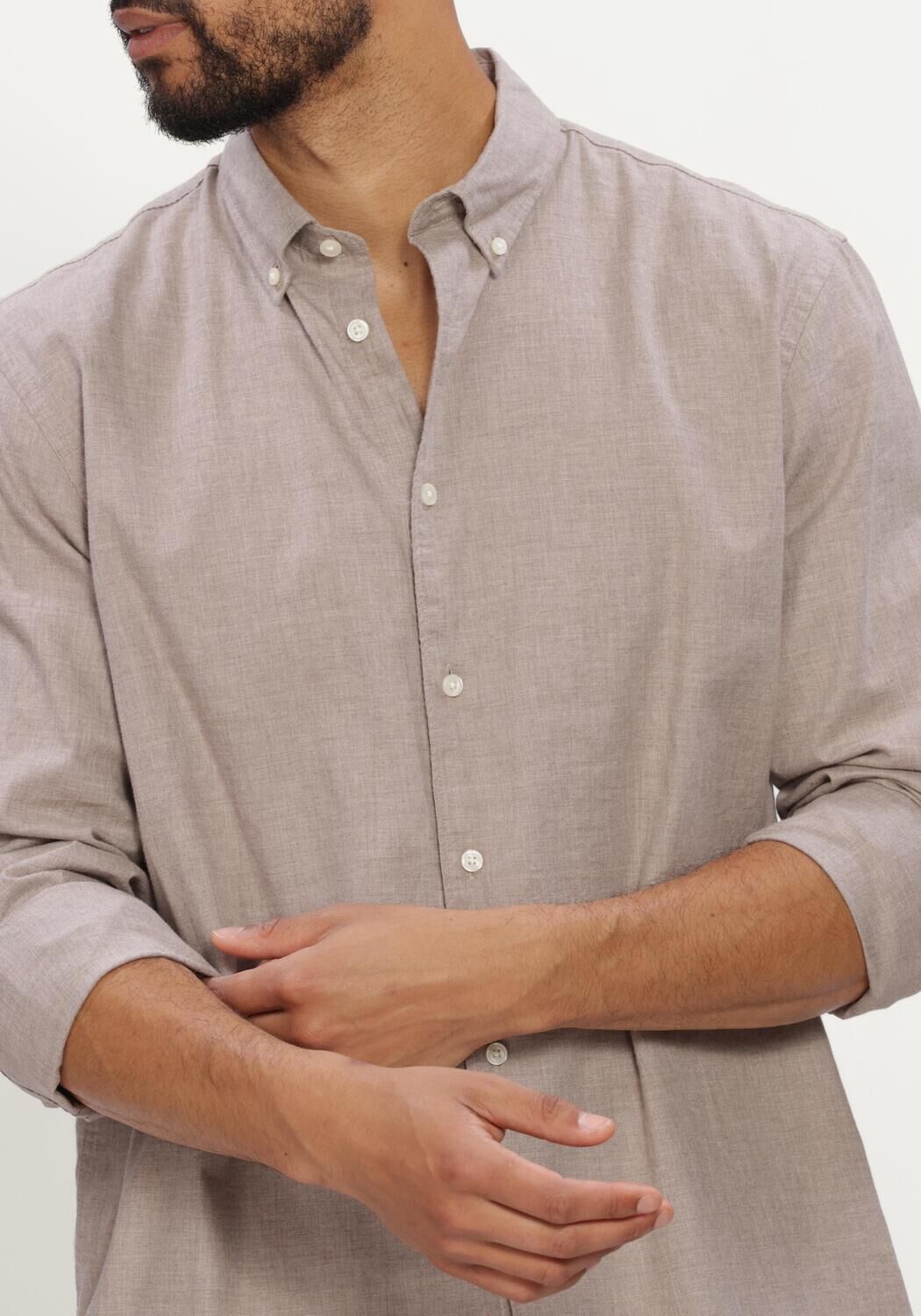 Graue SELECTED MEN Casual-Oberhemd SLMREGCOLE JAY MELANGE LS SHIRT NOOS - large