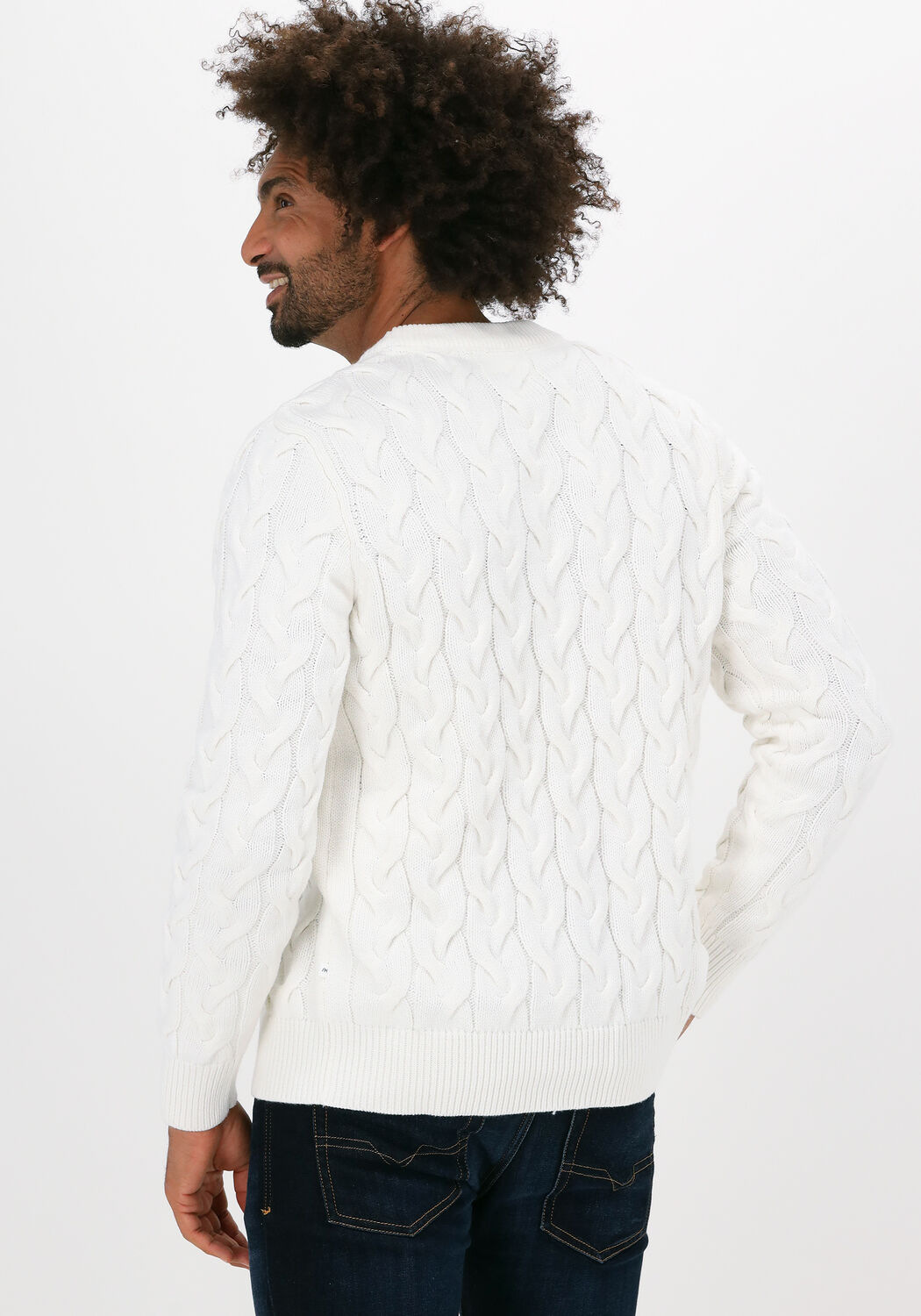 Nicht-gerade weiss SELECTED MEN Pullover SLHRABI LS KNIT CABLE CREW NEC - large