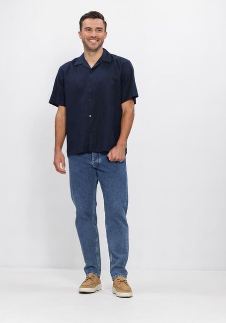 Dunkelblau SELECTED MEN Casual-Oberhemd SLHRLXCLAY LINENBLEND SS SHIRT RES NOOS - large