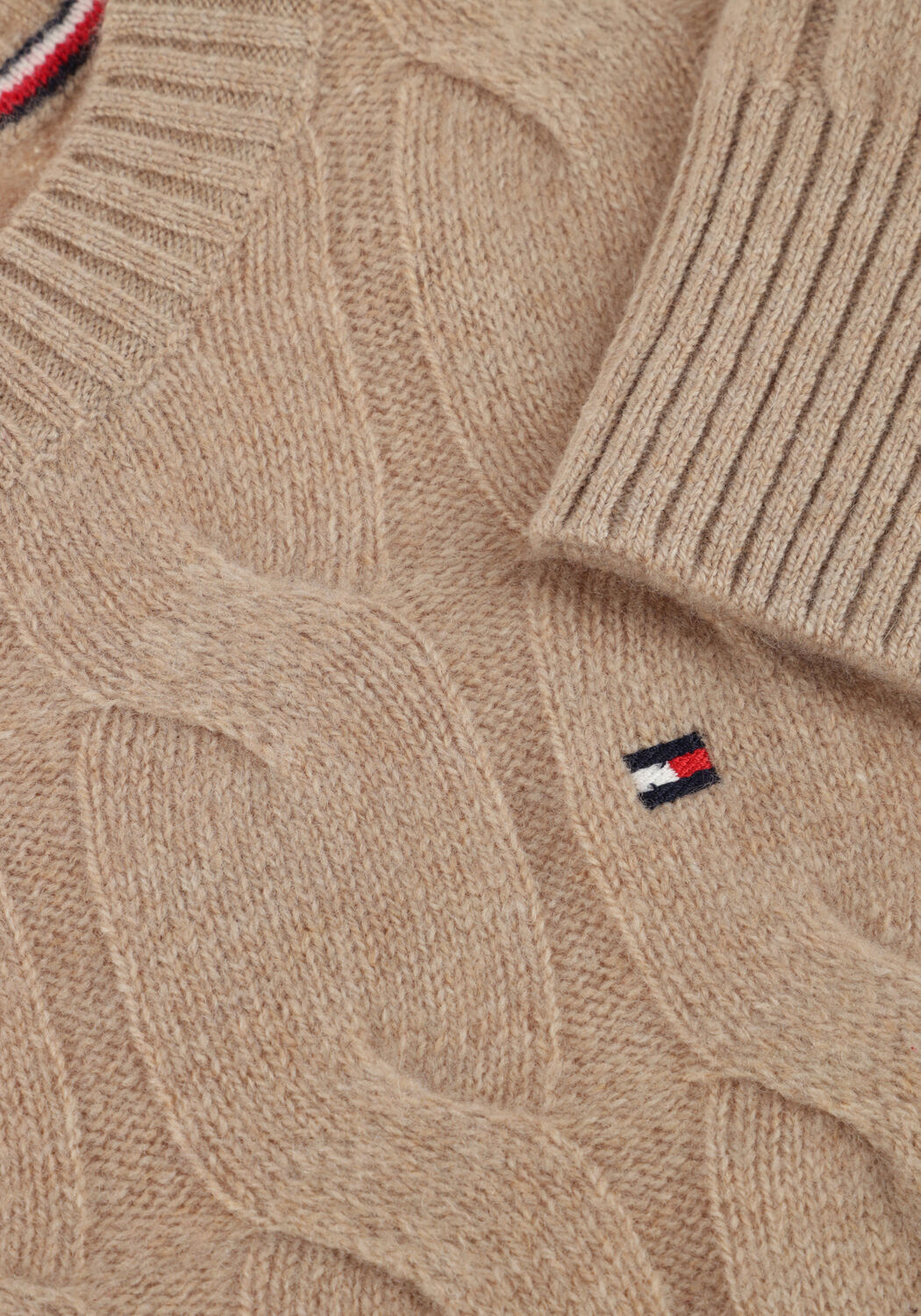 Beige TOMMY HILFIGER Pullover SOFT WOOL CABLE C-NK LS SWT - large