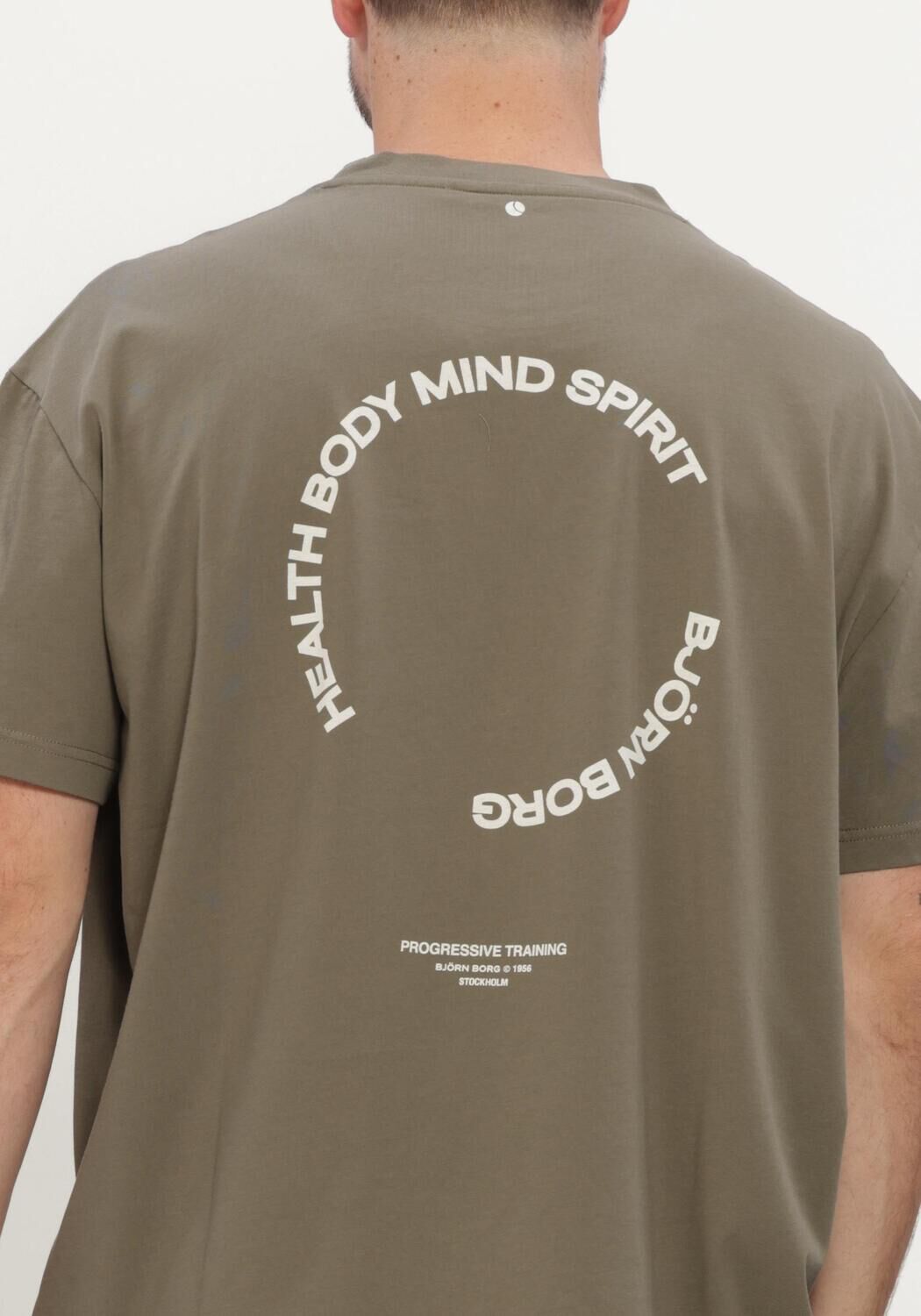 Khaki BJORN BORG T-shirt BORG GYM OVERSIZED T-SHIRT - large