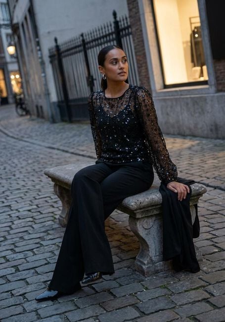 Schwarze OBJECT Top OBJMAISY L/S RE TOP - large
