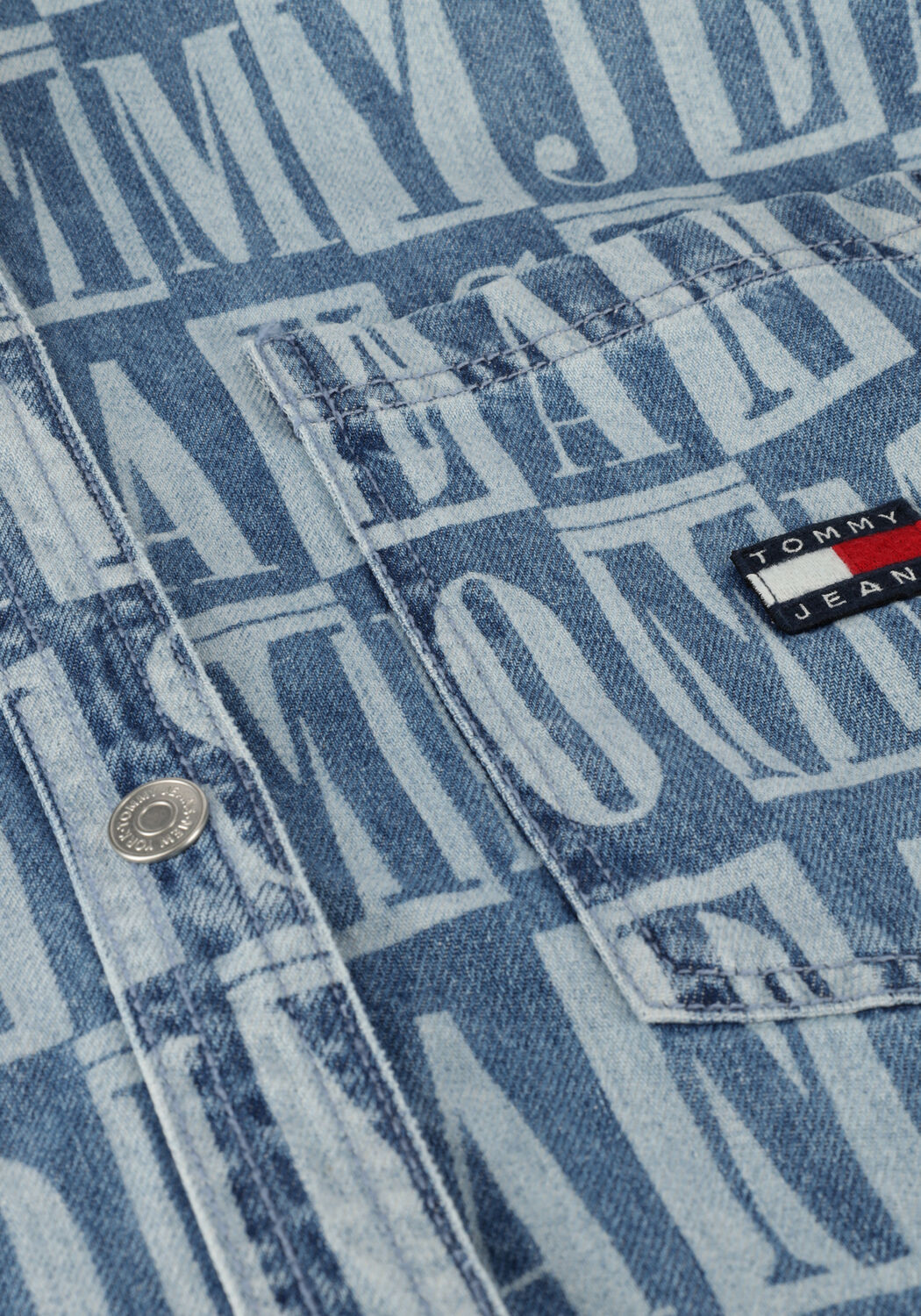 Blaue TOMMY JEANS Jeansjacke TJW TJ DENIM SPELLOUT OVERSHIRT - large