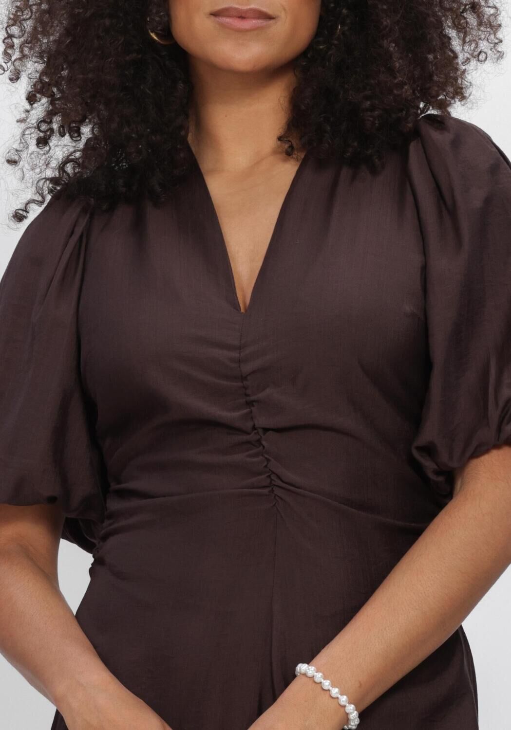 Braune CO'COUTURE Maxikleid HERACC SS PUFF DRESS - large