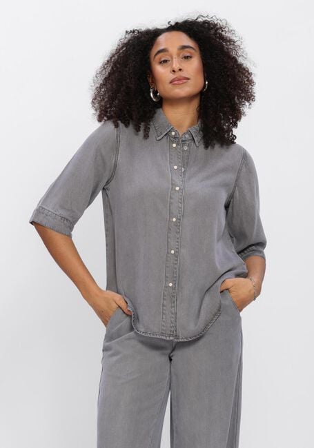 Graue OBJECT Blusen OBJFRAME 2/4 RE DENIM TOP - large