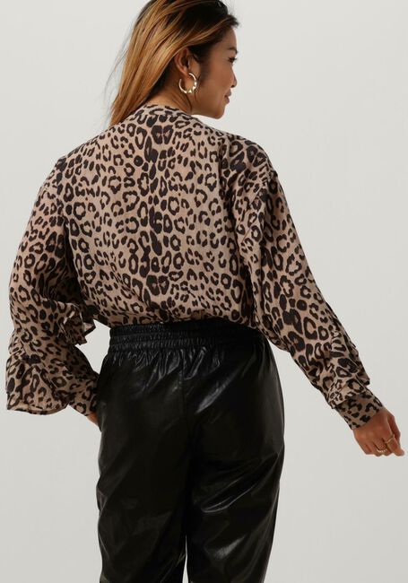 Braune ALIX THE LABEL Blusen LADIES WOVEN ANIMAL RUFFLE BLOUSE - large