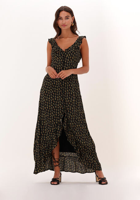 Schwarze COLOURFUL REBEL Maxikleid ESME SMALL FLOWER SLEEVELESS BUTTON DOWN DRESS - large