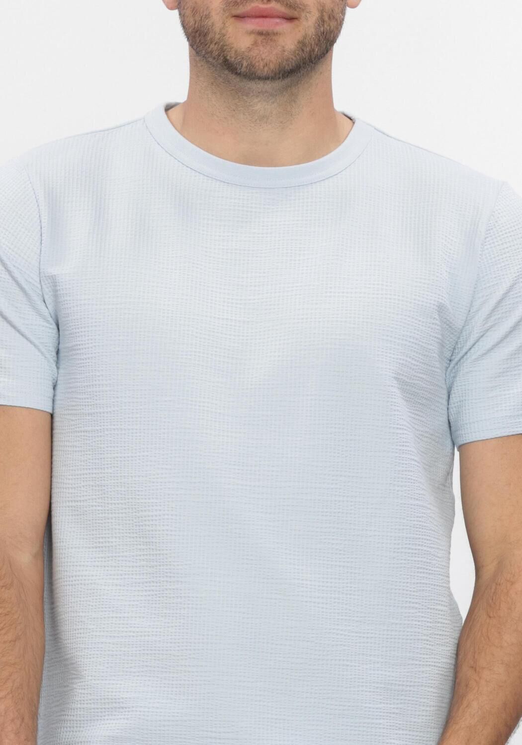 Blaue SELECTED MEN Polos & T-Shirts SLHSANDER SEERSUCKER SS O-NECK  TEE - large