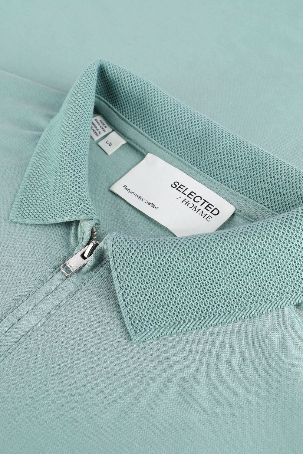 Gr&uuml;ne SELECTED MEN Polo-Shirt SLHFAVE ZIP SS POLO B - large