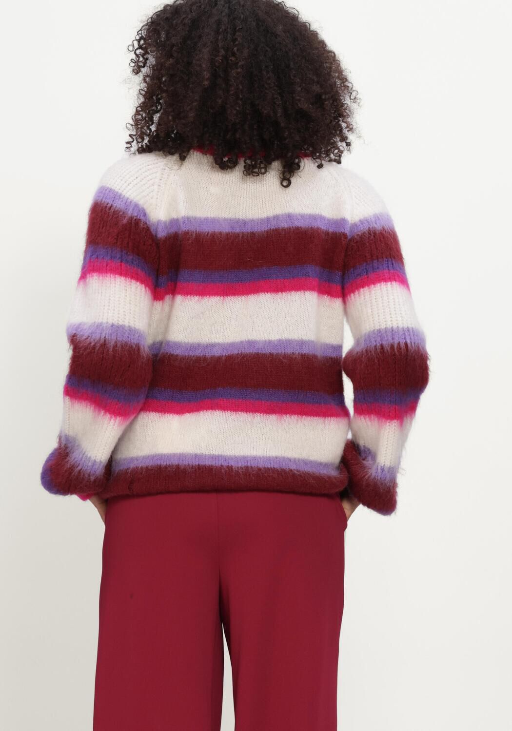 Mehrfarbige/Bunte POM AMSTERDAM Pullover FAYE STRIPED RED - large