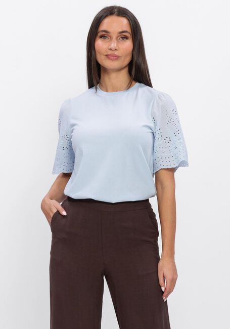 Blaue Y.A.S. T-shirt YASLEX SS TOP W. EMB SLEEVES - large