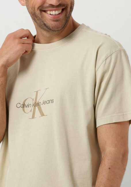 Beige CALVIN KLEIN T-shirt MONOLOGO MINERAL DYE TEE - large
