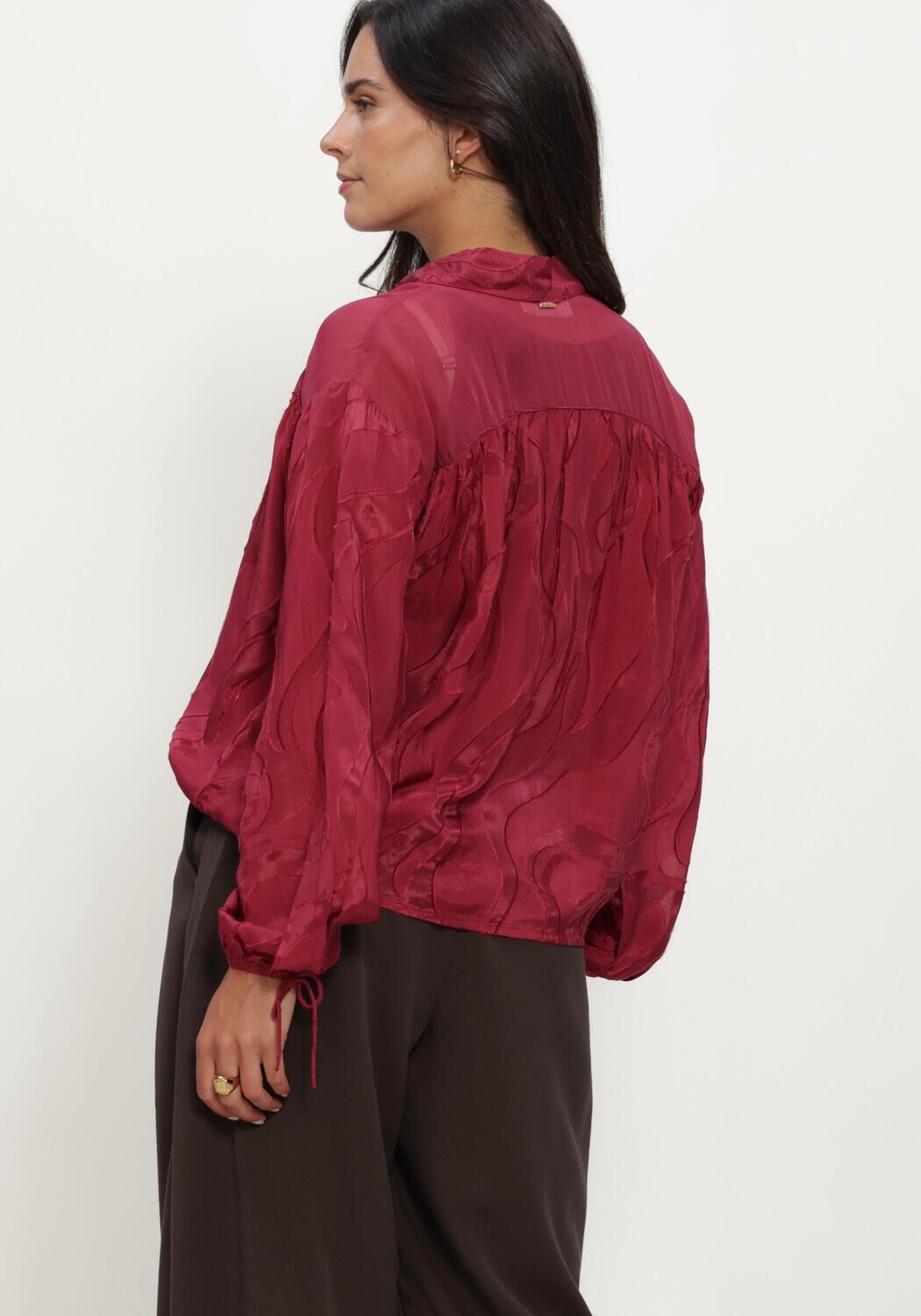 Rote POM AMSTERDAM Blusen JAQCUARD BURGUNDY RED - large
