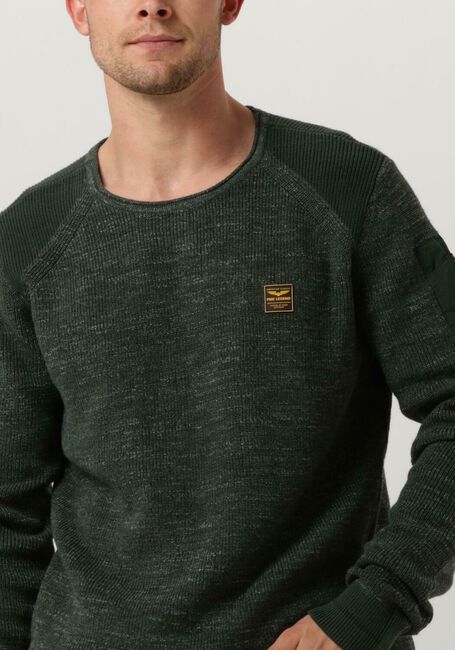 Grüne PME LEGEND Pullover R-NECK COTTON RIB MELEE KNIT - large