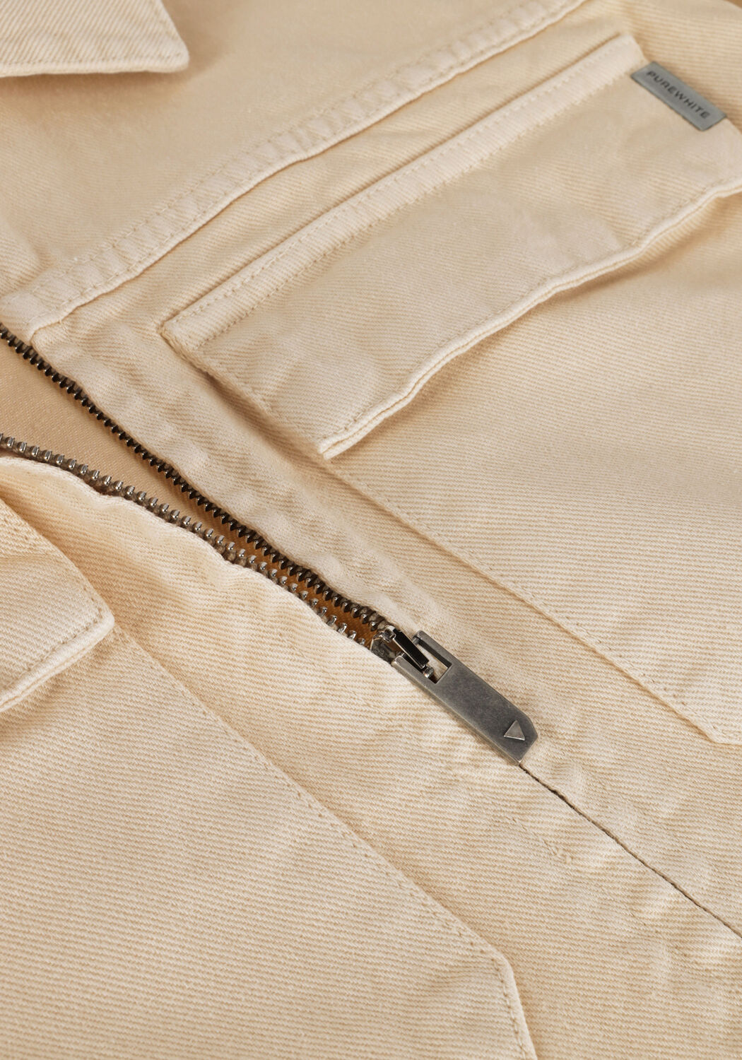 Ecru PUREWHITE Overshirt TWILL OVERSHIRT WITH ZIPPER AND TWO FRONT POCKETS - large