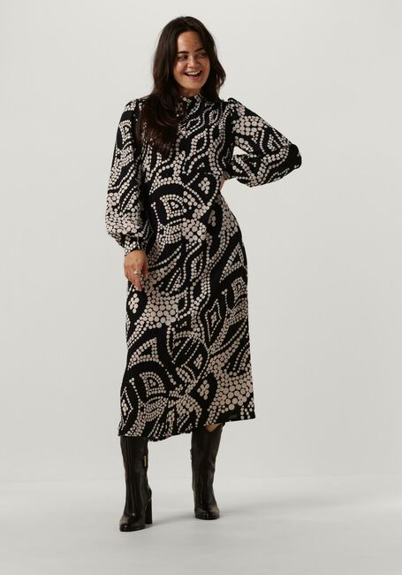 Schwarze SUMMUM Midikleid DRESS IRREGULAR DOTS HAMMERED - large