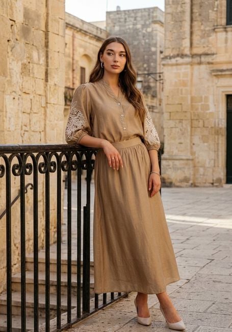 Camelfarbene NUKUS Maxirock FLOORTJE SKIRT - large