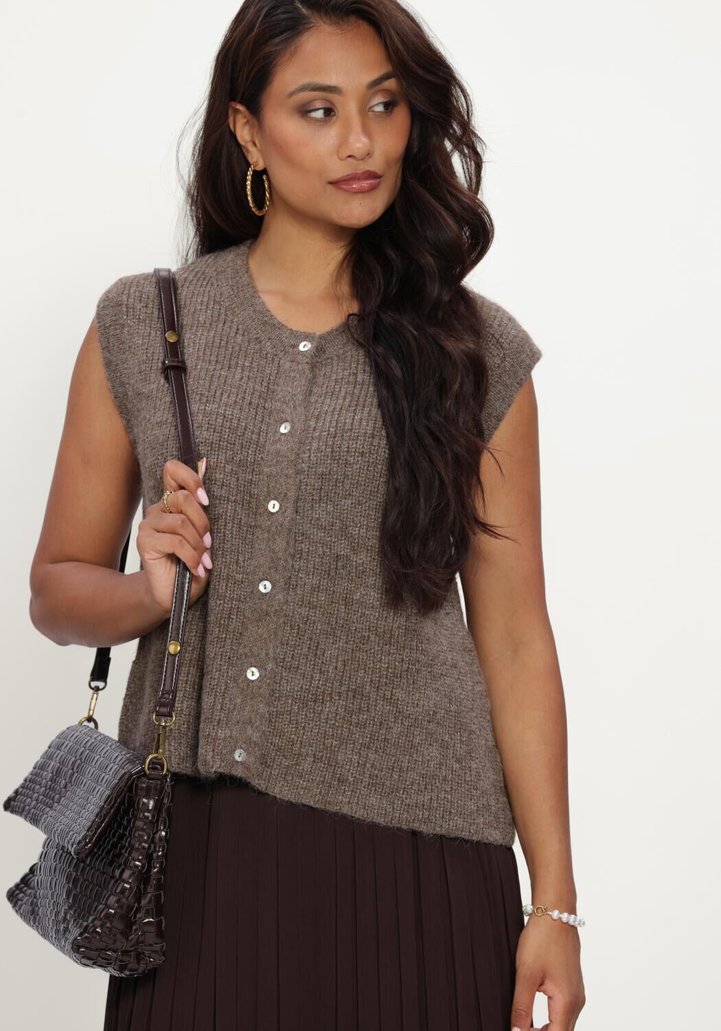 Braune MODSTR&Ouml;M Strickjacke CRISMD VEST - large
