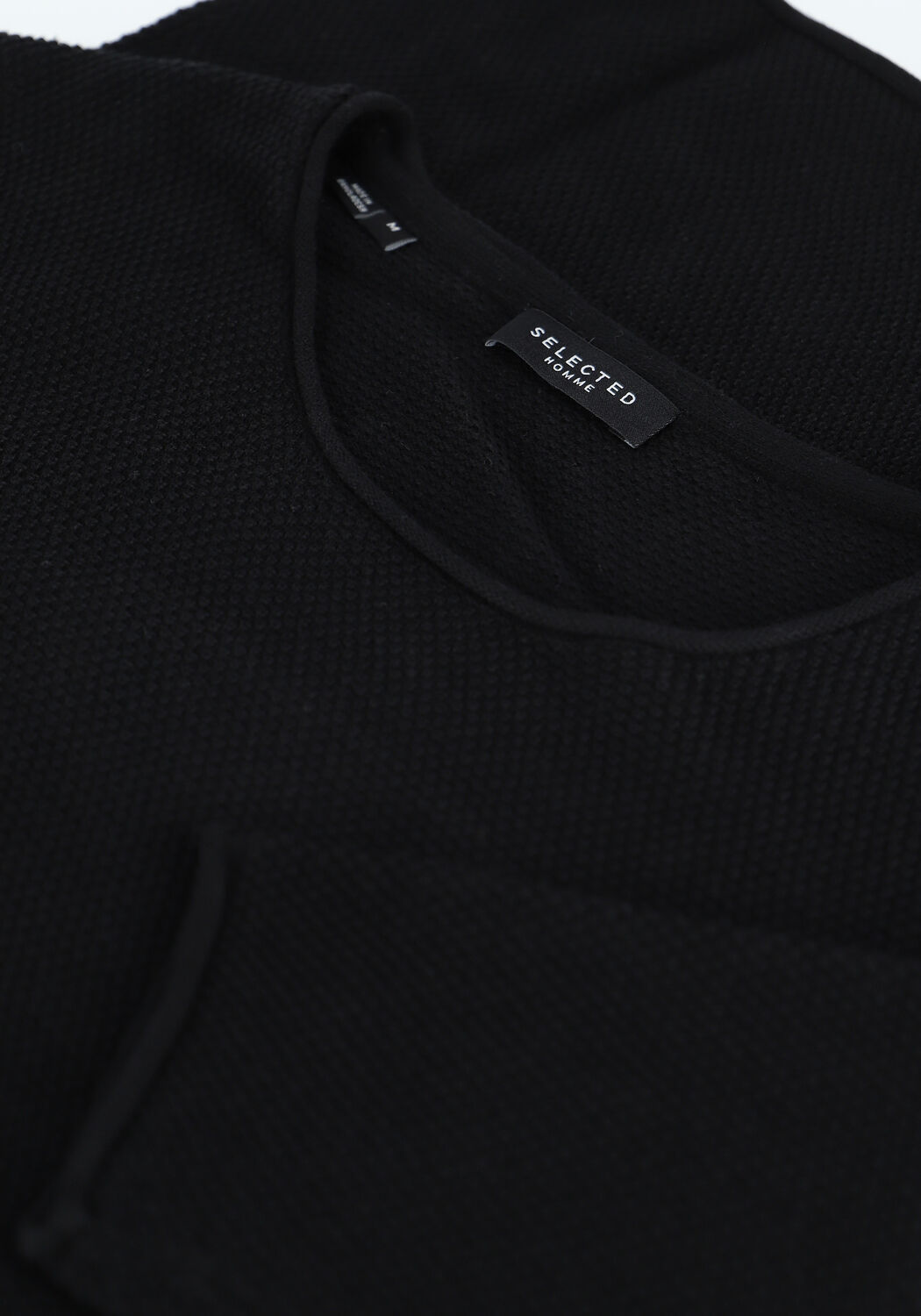 Schwarze SELECTED MEN Pullover ROCKY CREW NECK B WEBS - large