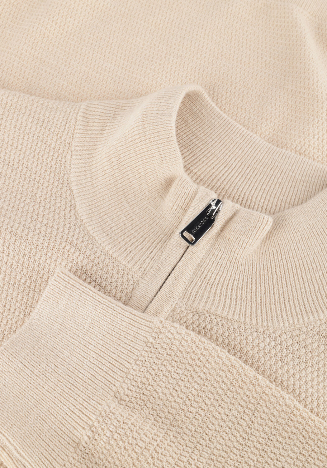 Beige PROFUOMO Pullover PULLOVER HALF ZIP TWINKLE SLUB - large