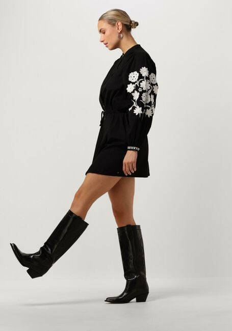 Schwarze SCOTCH & SODA Minikleid MINI DRESS WITH SLEEVE EMBROIDERY - large