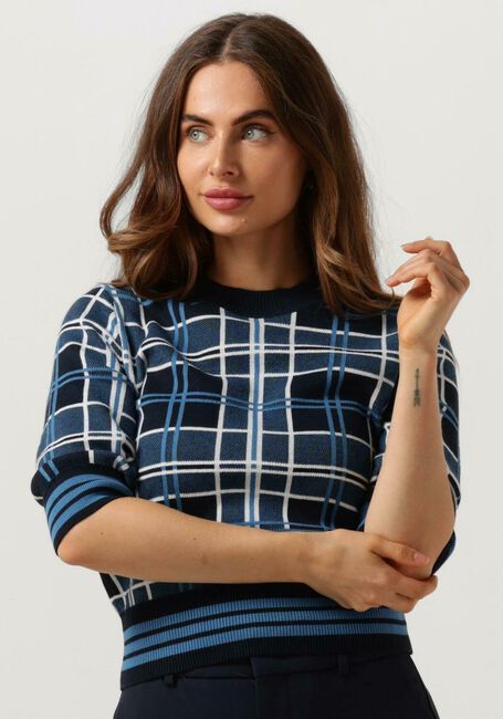Dunkelblau VANILIA Pullover CHECKED SHORTSLEEVE - large