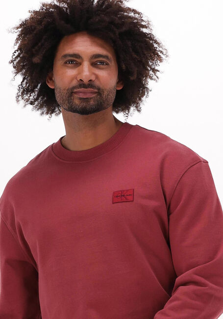 Rote CALVIN KLEIN Sweatshirt SHRUNKEN BADGE CREW NECK - large