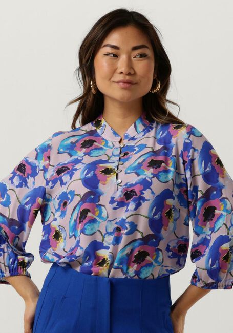 Blaue JANSEN AMSTERDAM Blusen PF126 PRINTED 3/4 RAGLAN SLEEVE TOP - large