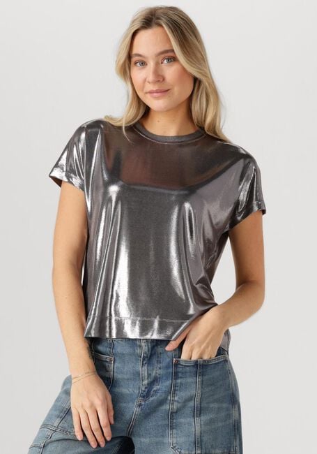 Silberne MOS MOSH Top MMNIVOLA O-NECK METALLIC TEE - large