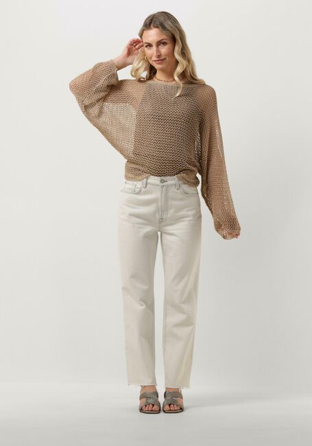 Beige RESORT FINEST Pullover CROCHET SWEATER - large