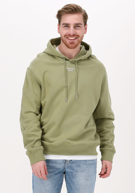 Gr&uuml;ne CALVIN KLEIN Sweatshirt STACKED LOGO HOODIE MEN - large