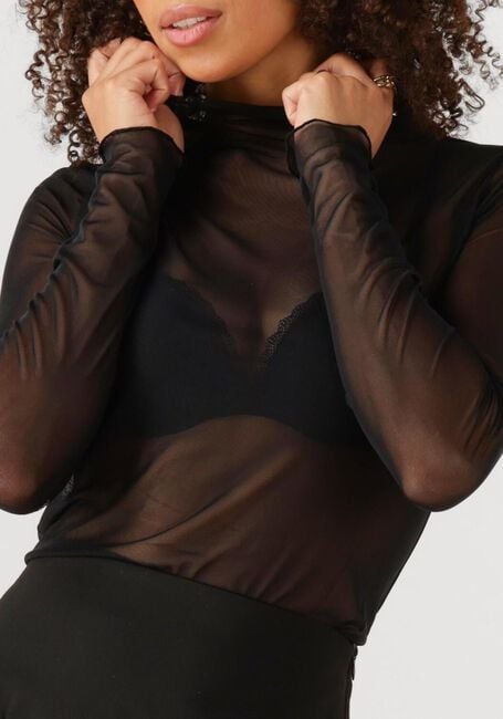 Schwarze OBJECT Top OBJNELA LS O-NECK MESH TOP REP - large