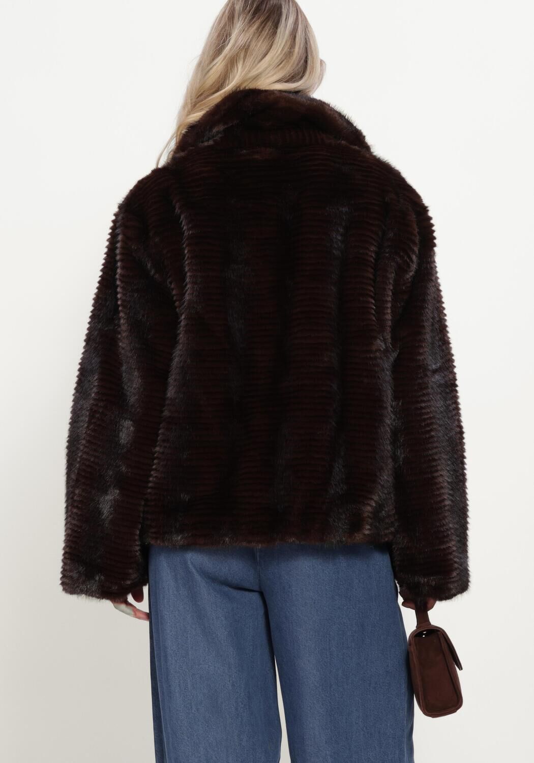 Braune FREEBIRD Fake-Fur-Jack ORIANA - large