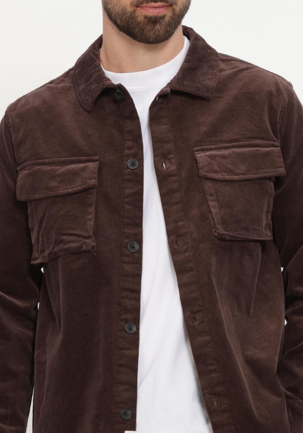 Braune ANERKJENDT Overshirt OSCAR CORD OVERSHIRT - large