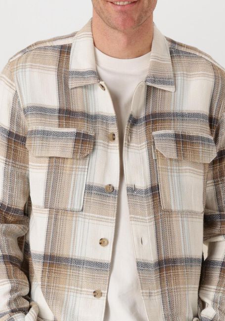 Sand CAST IRON Overshirt LONG SLEEVE SHIRT SLUB CHECK - large