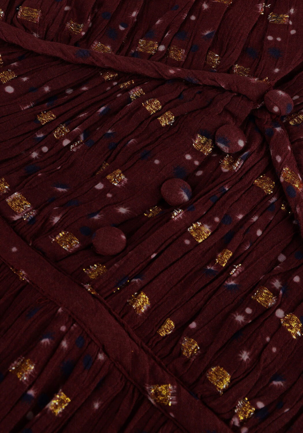 Rote SCOTCH & SODA Minikleid LONG SLEEVED LUREX JACQUARD RUFFLE DRESS WITH V-NECK - large