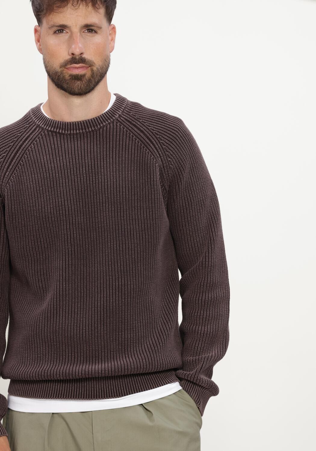 Braune ANERKJENDT Pullover AKSUNE WASHED PATENT KNIT - large
