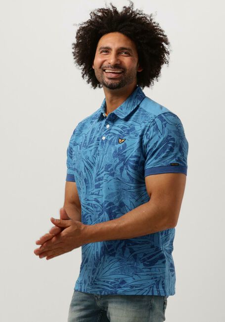 Blaue PME LEGEND Polo-Shirt SHORT SLEEVE POLO PIQUE MELANGE AOP - large