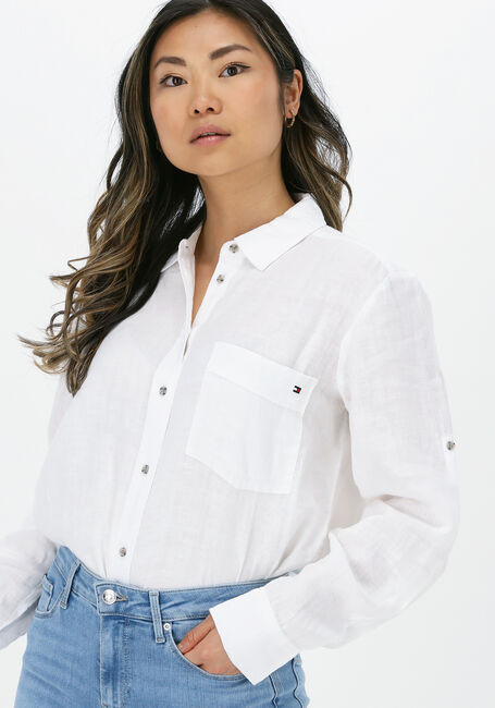 Weiße TOMMY HILFIGER Blusen LINEN N RELAXED LONG SHIRT - large