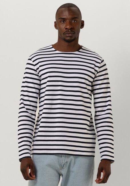 Weiße SELECTED HOMME  SLHBRIAC STRIPE LS O-NECK TEE - large