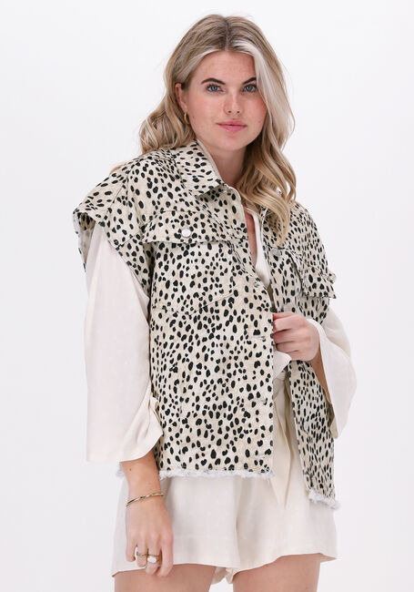 Braune ALIX THE LABEL Gilet WOVEN ANIMAL WAISTCOAT - large