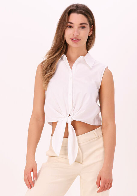Weiße NA-KD Top FRONT KNOT SLEEVELESS SHIRT - large