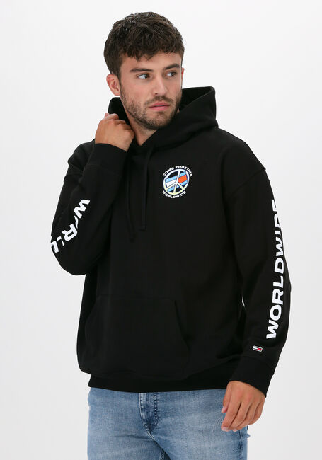 Schwarze TOMMY JEANS Sweatshirt TJM TOGETHER WORLD PEACE HOODI - large