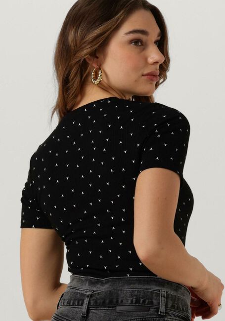 Schwarze ALIX THE LABEL T-shirt LADIES KNITTED REIB BULL T-SHIRT - large