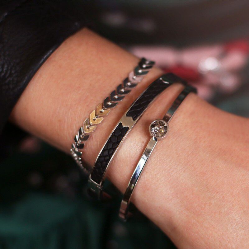 Silberfarbig MY JEWELLERY Armb&auml;nder LITTLE STONE BANGLE - large