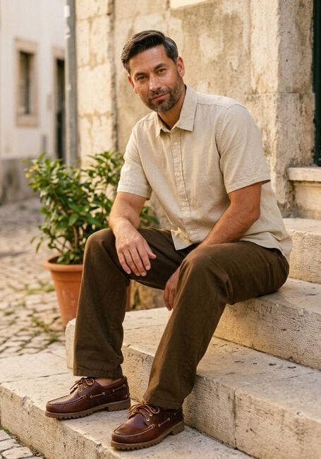 Sand FOR&Eacute;T Casual-Oberhemd SERENE LINEN REGULAR FIT SS SHIRT - large