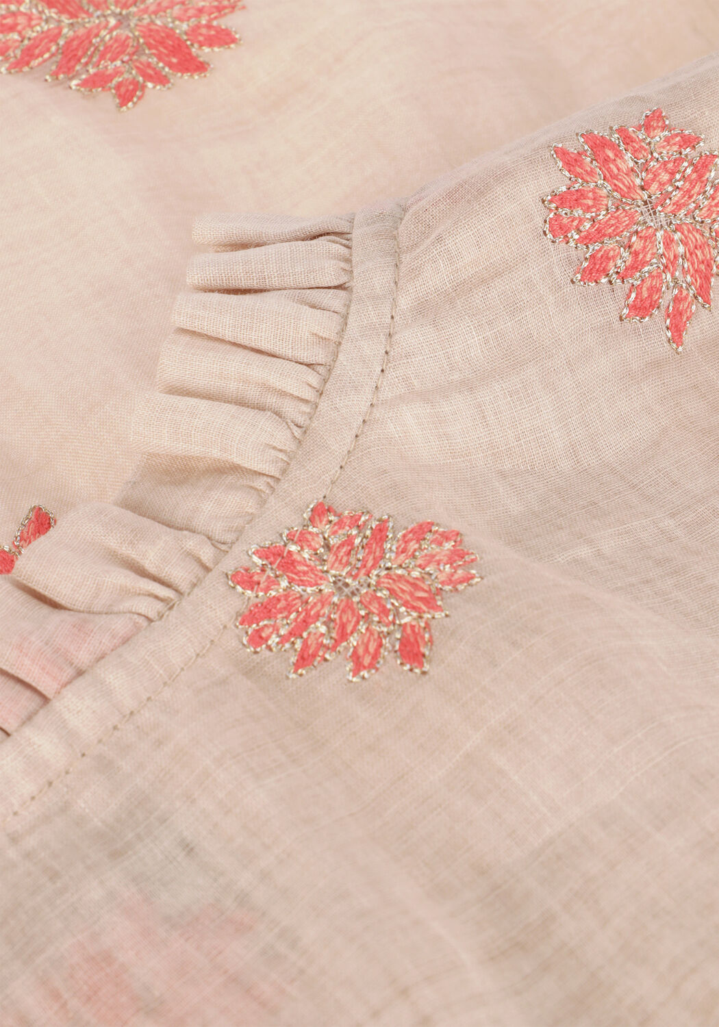 Beige NUKUS Blusen TINA BLOUSE EMBROIDERY - large