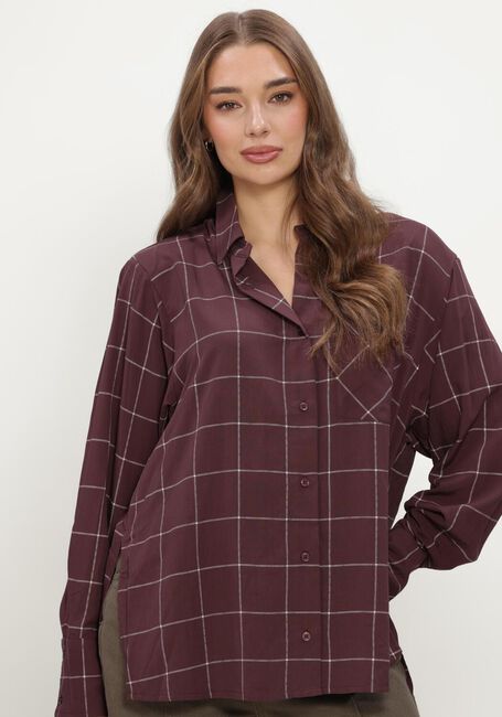 Bordeaux REFINED DEPARTMENT Blusen LADIES WOVEN BLOUSE CHECK SHOULDER PADS NARO - large